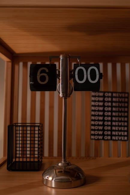 Flip clock showing 6:00 representing timing and precision